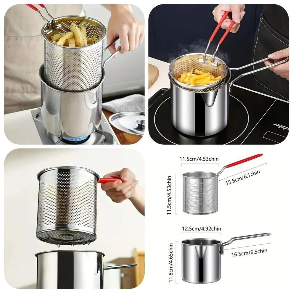 Stainless Steel Strainer Pot - 1 Pc, Easy to Clean Fries Strainer